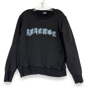Revenge Spell Out Crewneck Sweatshirt Streetwear Black USA Small